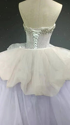 Starry veil feather crystal embellished flower bud dress by ZAPDRESS