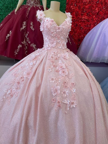Rosa Ballkleid Glitzer Sweet 16 Kleid Geburtstagskleid Y01