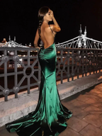 Mermaid Dark Green Long Prom Dress,Backless Evening Dress Y626 by simplepromdress
