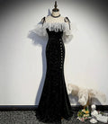 Black velvet long prom dress mermaid evening dress s57 by simplepromdress