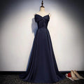 Dark blue satin long prom dress, simple evening dress s93 by simplepromdress
