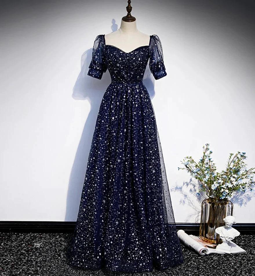 Blue tulle long prom dress blue evening dress s106 by simplepromdress