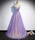 Purple tulle sequins long prom dress evening dress s84 by simplepromdress