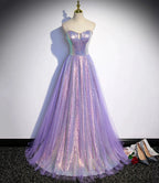 Purple tulle sequins long prom dress evening dress s84 by simplepromdress