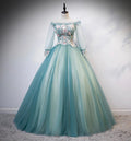 Green tulle lace long ball gown dress formal dress s107 by simplepromdress
