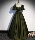 Green satin long prom dress A-line evening dress s87 by simplepromdress