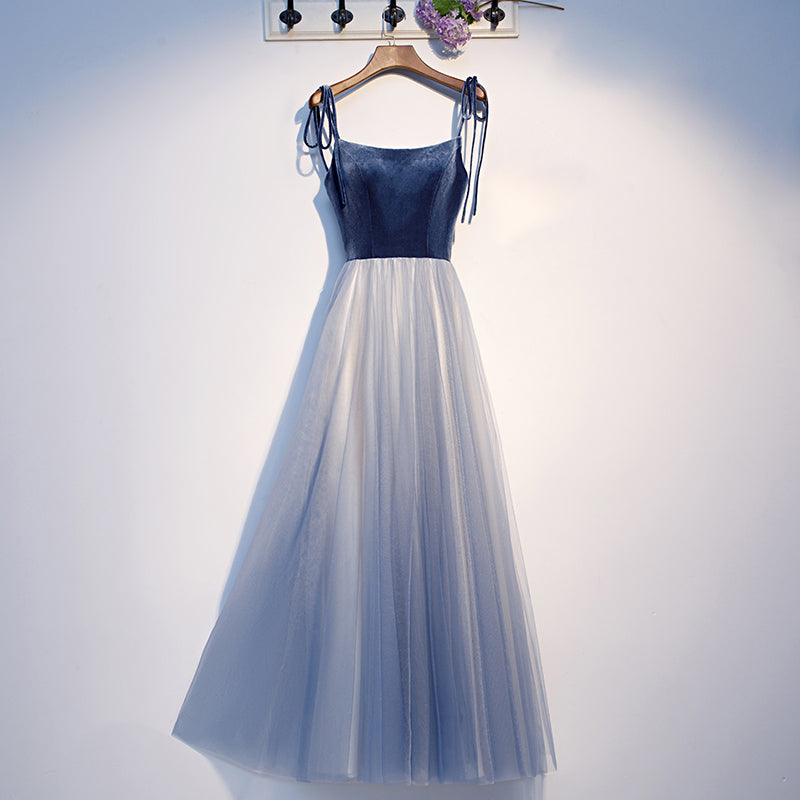 Blue velvet tulle short homecoming dress s99