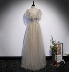 Cute tulle sequins long prom dress evening dress s60 by simplepromdress