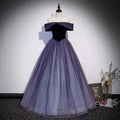 Purple tulle long prom dress A line evening gown s66 by simplepromdress