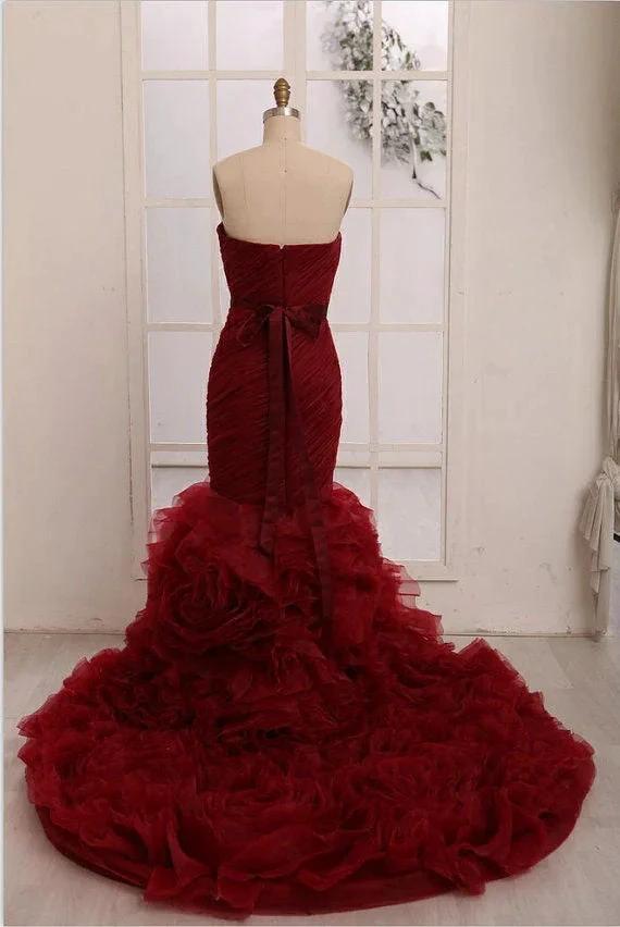 Red mermaid long prom dresses,gorgeous evening dresses,sweetheart strapless evening dresses Y1441 by simplepromdress