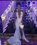Elegant Mermaid Long Evening Dress With Slit,Sparkly Mermaid Evening Gown Y1368 by simplepromdress