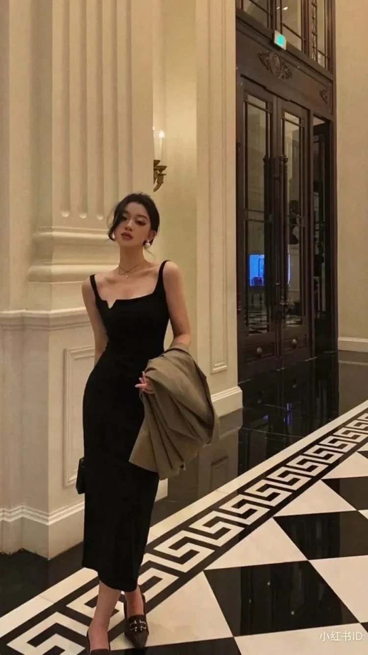 Vintage Black Sleeveless Evening Dress,New Year Outfit Dress Y1359 by simplepromdress