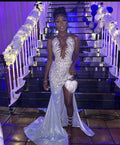 Elegant Mermaid Long Evening Dress With Slit,Sparkly Mermaid Evening Gown Y1368 by simplepromdress