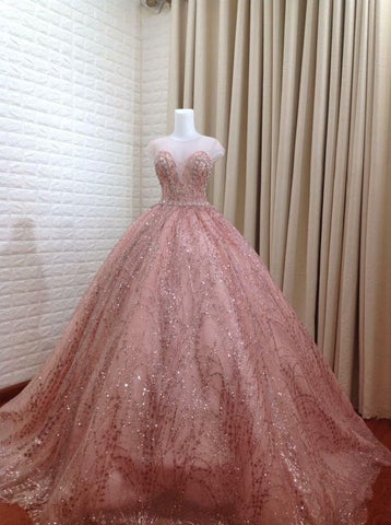 Lujoso vestido de princesa rosa para quinceañeras, vestido de fiesta rosa Y1405