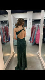 Green Mermaid One Shoulder Long Evening Dress ,Backless Evening Gown Y1395 by simplepromdress