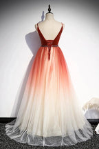 A line v neck tulle evening dress s74 by simplepromdress