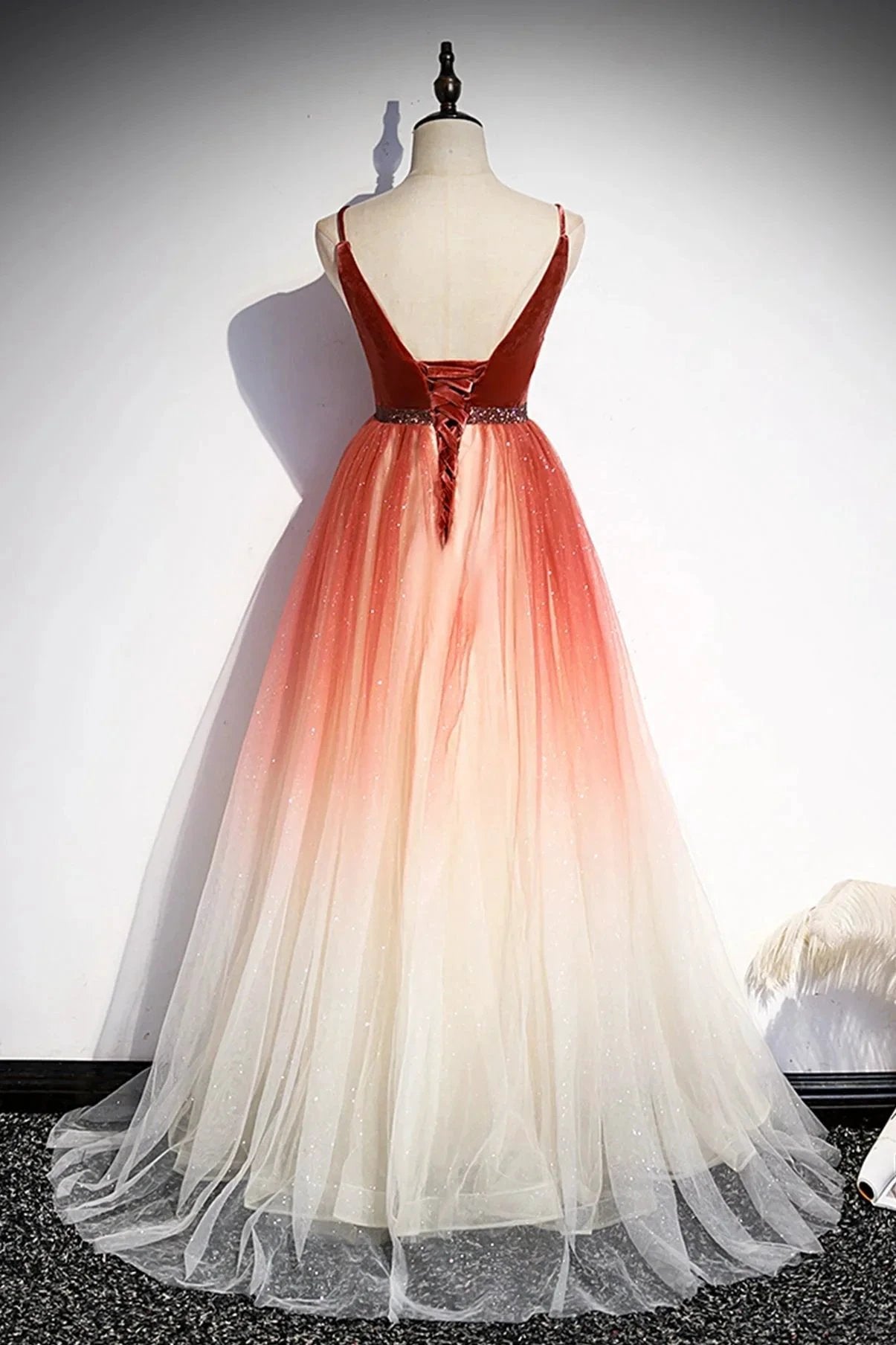A line v neck tulle evening dress s74 by simplepromdress