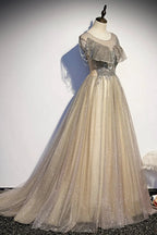 Stylish tulle long prom dress A line evening dress s108 by simplepromdress