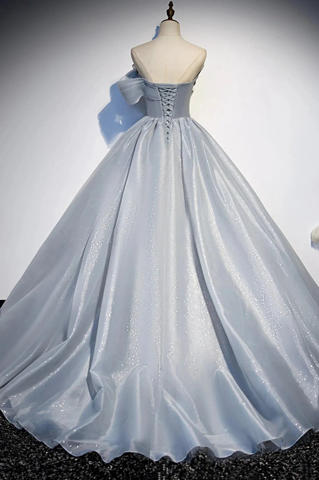 Gray tulle lace long ball gown dress formal dress s91 by simplepromdress