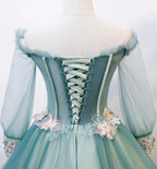 Green tulle lace long ball gown dress formal dress s107 by simplepromdress