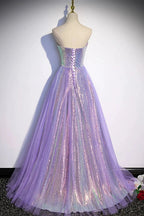 Purple tulle sequins long prom dress evening dress s84 by simplepromdress
