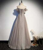Elegant tulle lace long prom dress A line evening gown s67 by simplepromdress