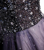 Purple v neck tulle beads long prom dress evening dress s104 by simplepromdress