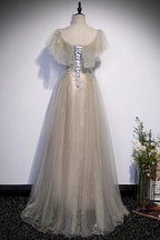 Cute tulle sequins long prom dress evening dress s60 by simplepromdress
