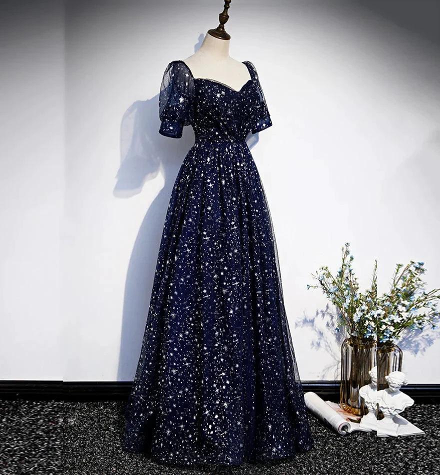 Blue tulle long prom dress blue evening dress s106 by simplepromdress
