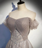 Elegant tulle lace long prom dress A line evening gown s67 by simplepromdress