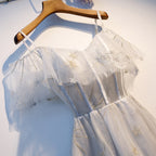 Cute gray tulle short homecoming dress s96