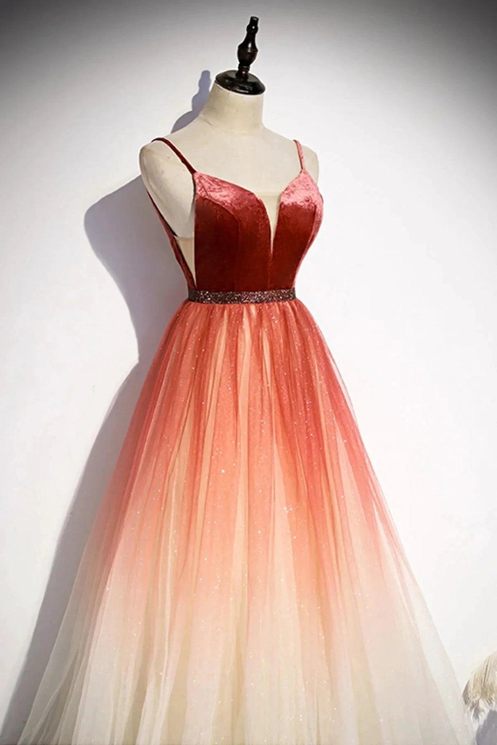 A line v neck tulle evening dress s74 by simplepromdress