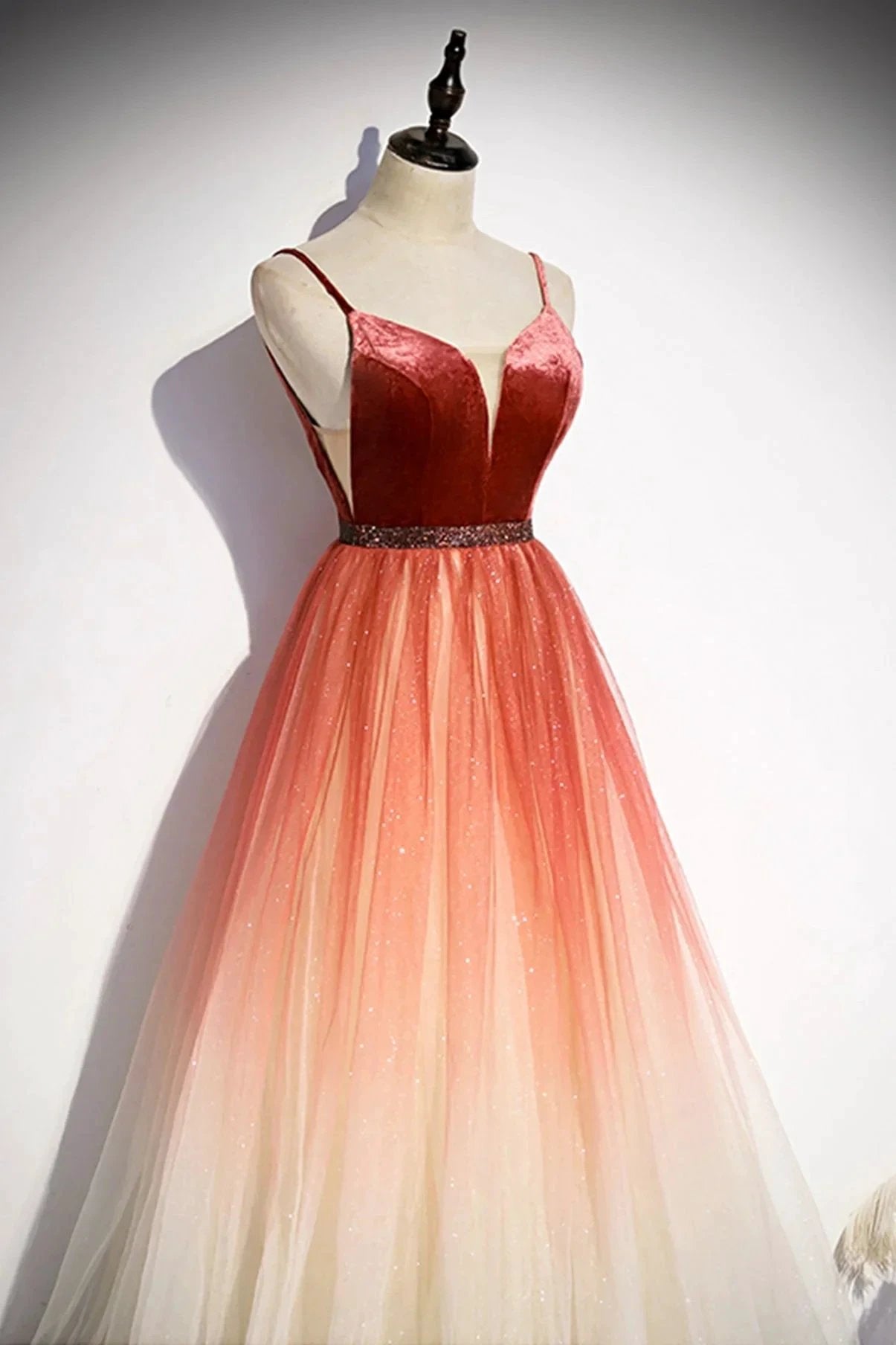 A line v neck tulle evening dress s74 by simplepromdress