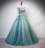 Green tulle lace long ball gown dress formal dress s107 by simplepromdress