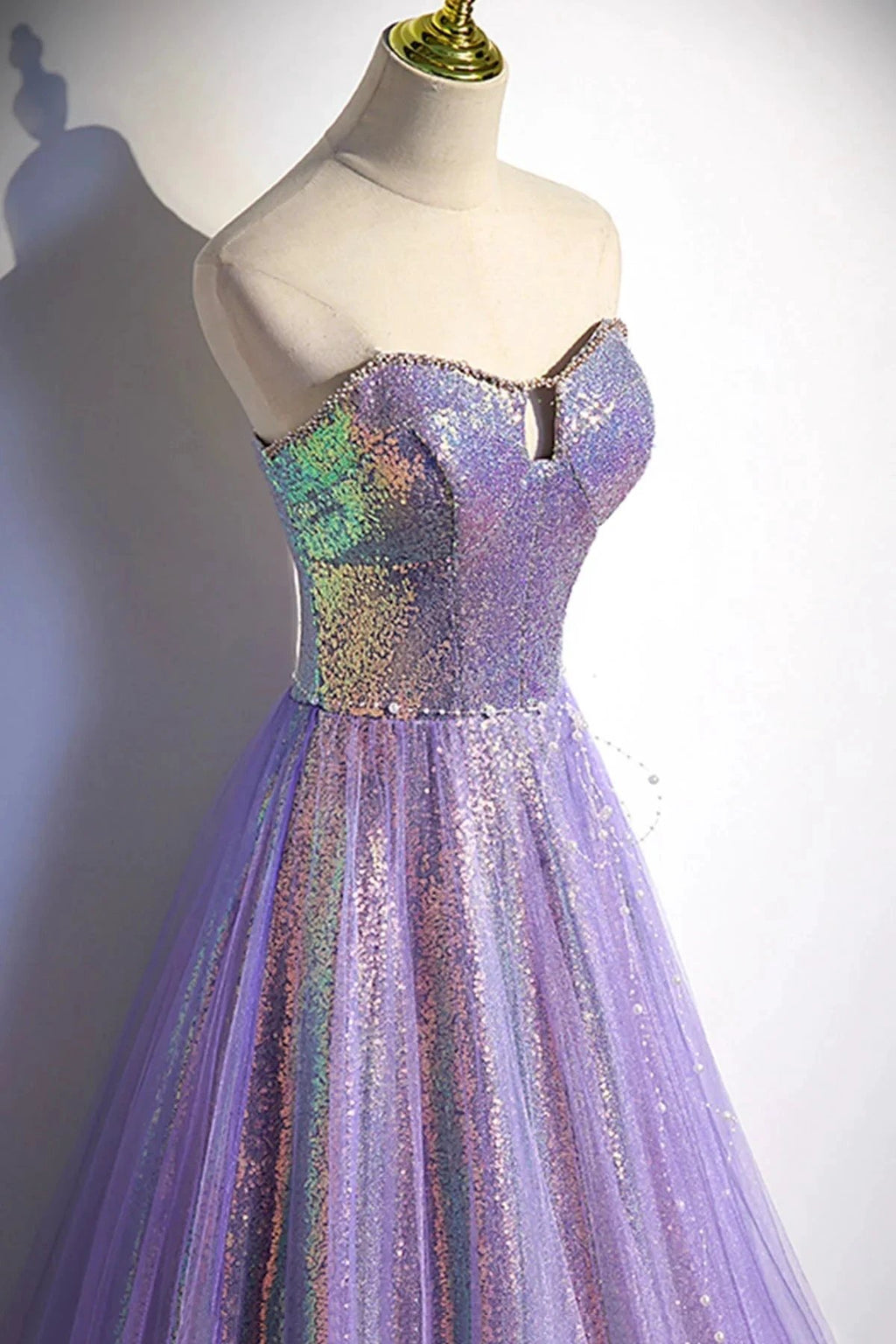 Purple tulle sequins long prom dress evening dress s84 by simplepromdress