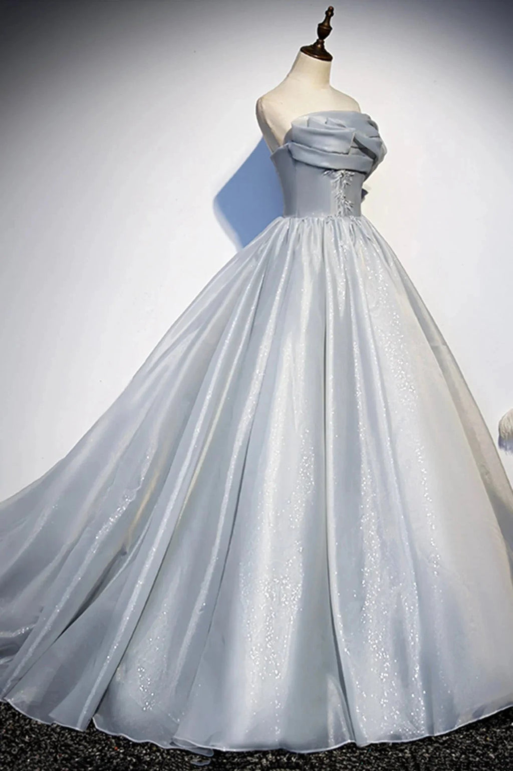 Gray tulle lace long ball gown dress formal dress s91 by simplepromdress
