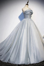 Gray tulle lace long ball gown dress formal dress s91 by simplepromdress