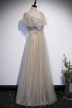 Cute tulle sequins long prom dress evening dress s60 by simplepromdress