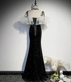 Black velvet long prom dress mermaid evening dress s57 by simplepromdress