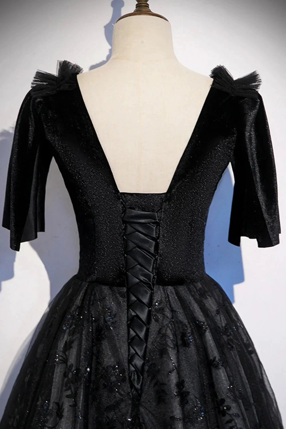 Black velvet lace long prom dress evening dress s103 by simplepromdress