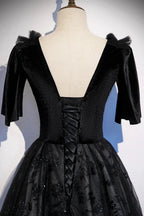 Black velvet lace long prom dress evening dress s103 by simplepromdress