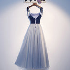Blue velvet tulle short homecoming dress s99