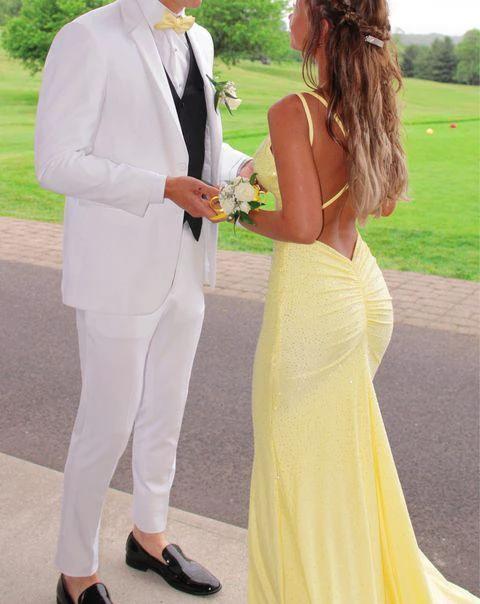 Mermaid Yellow Long Prom Dresses Backless Yellow Prom Dresses Formal Evening Dresses Y1562 by simplepromdress