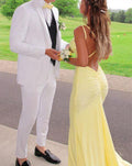 Mermaid Yellow Long Prom Dresses Backless Yellow Prom Dresses Formal Evening Dresses Y1562 by simplepromdress