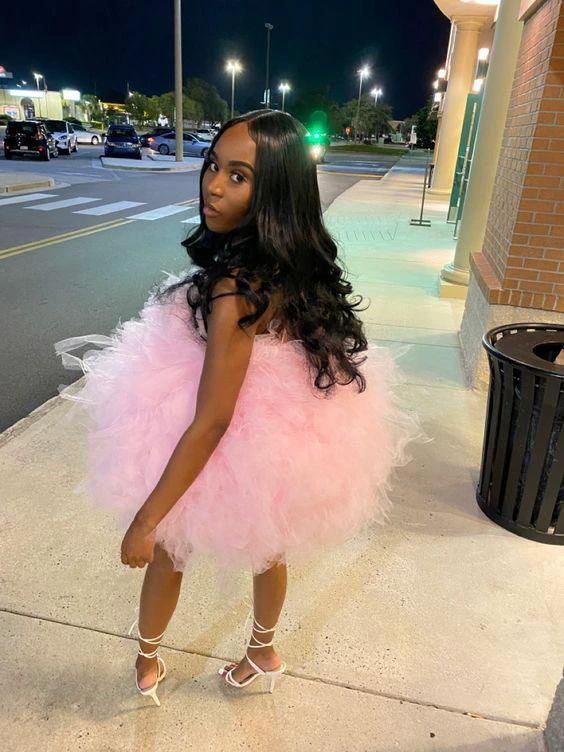 Pink Tulle Birthday Outfit Short Homecoming Dress Y326 by simplepromdress