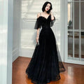 Black tulle lace long prom dress black evening dress Y1894 by simplepromdress