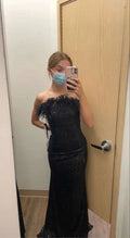 Chic Black Mermaid Prom Dress/Black Evening Dress With Feathers Y1881 by simplepromdress