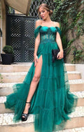 Elegant Off The Shoulder Tulle Prom Dress, Charming Evening Dress Y1901 by simplepromdress