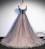 Blue tulle sequins long prom dress evening dress s80 by simplepromdress