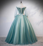 Green tulle lace long ball gown dress formal dress s107 by simplepromdress
